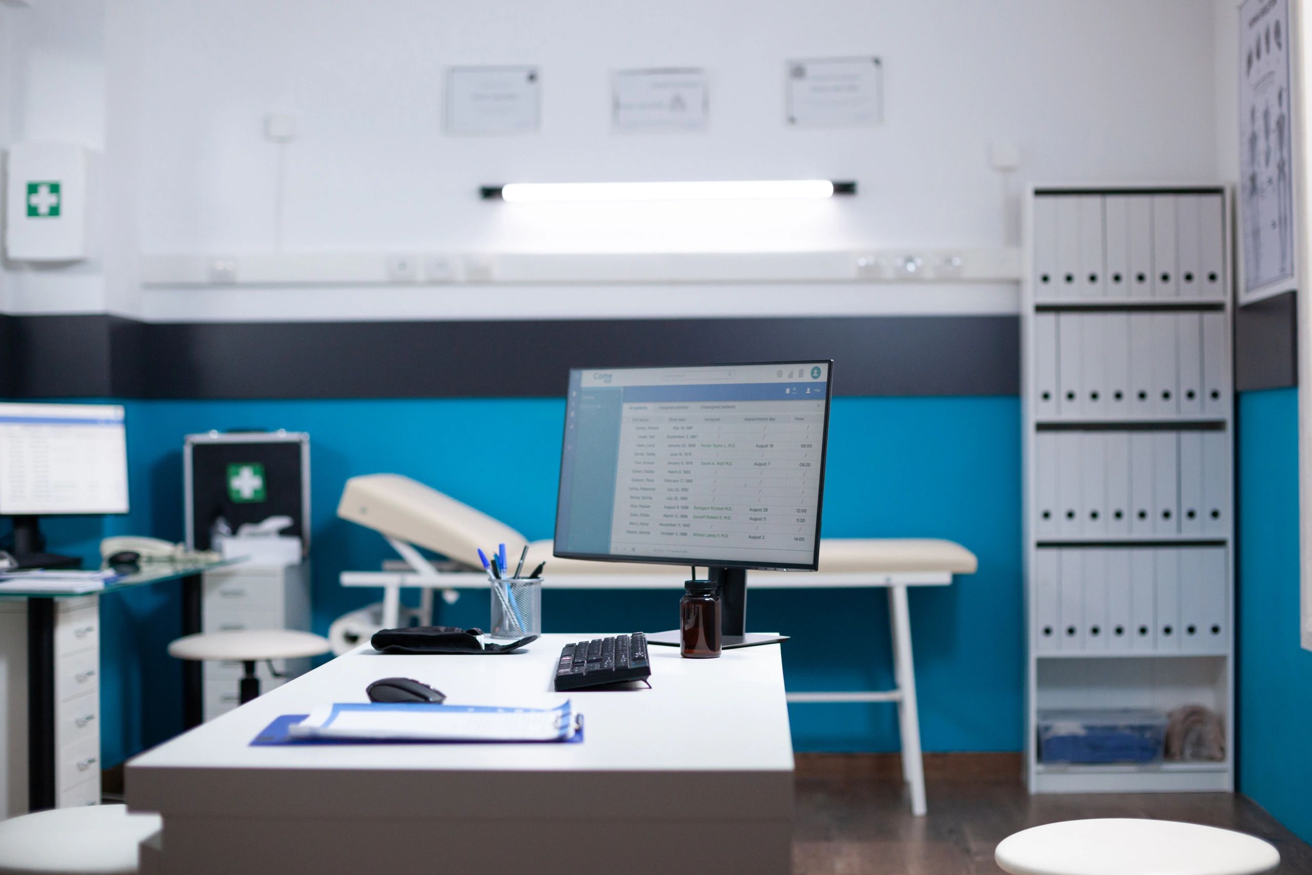 Modern medical consultation room at an eye clinic
